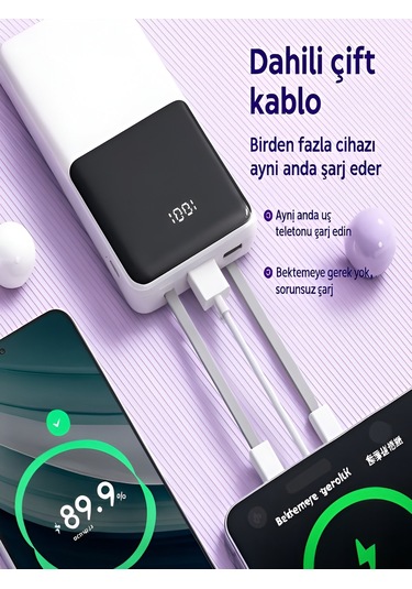 Çelikwork PE-95 PD 22.5 W 10000 Mah LCD Type-C Lightning Hızlı Şarj Powerbank