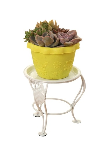 Metal Saksı Standı Paslanmaz Yuvarlak Ekici Destek Rafı Ev Bahçe Kapalı Açık Etli Bitki Sergileme Rafı