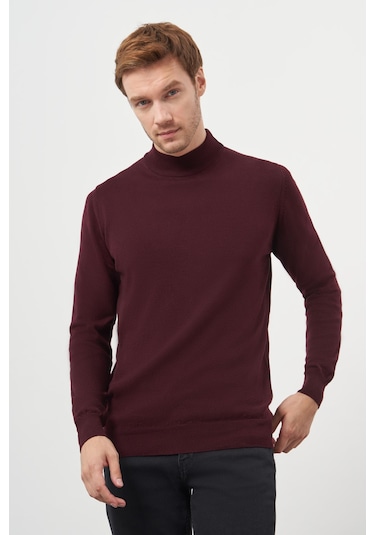 Morven Erkek Koyu Bordo Basic Yarım Balıkçı Yaka Dynamic Fit Rahat Kesim Triko 26kc017001752 Koyu Bordo Koyu Bordo