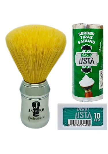 Jaguar 1949 Tıraş Fırçası Mix Kıl, Krom Renk, Tıraş Sabunu Seti