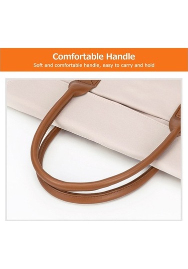 Novahub Taşınabilir Su Geçirmez Oxford Kumaş Laptop Çantası - 34x24x3cm Bej Bej Bej