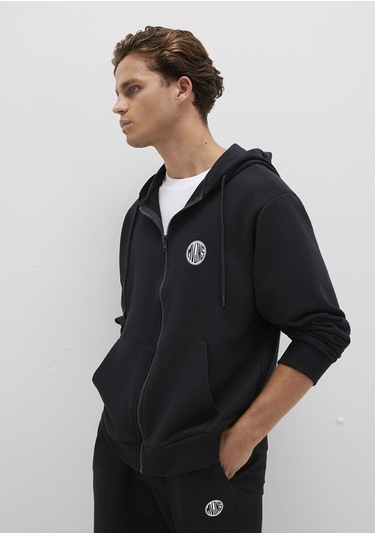 Mavi - M Nakışlı Fermuarlı Kapüşonlu Siyah Sweatshirt 0s10193-900 Siyah