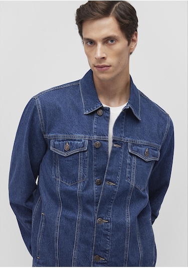 Mavi - Drake 90'lar Puslu Koyu Mavi Jean Ceket 010143-87939 Lacivert