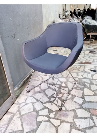 Bintaşmobilya Viva Antrasit Gri Deri Ofis Bekleme Koltuğu