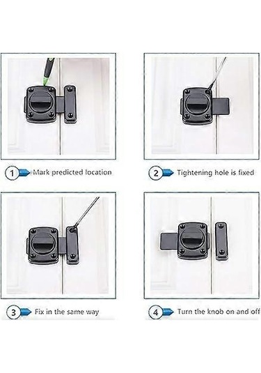 Çeşitli Kapılar İçin Uygun 1 Adet Siyah Döner Cıvatalı Kapı Kilidi