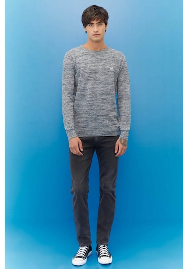 Lee Erkek Regular Fit Normal Kesim Sıfır Yaka Triko Kazak 672L212 Gri