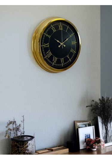 Büro Ev Ofis Hediyesi İçin 40cm Golden Tip Prestij Duvar Saati Diğer 02378372