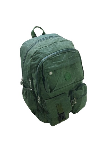 Klinkır Okul Çantası Lise Ortaokul Üniversite Kadın Sırt Çantası Hafif Kumaş Çok Cepli Yeşil