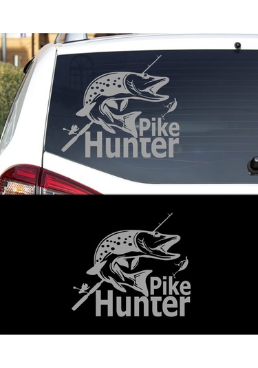 30 X 30 cm - Pike Hunter Oto Sticker. Balık Avı Oto Sticker