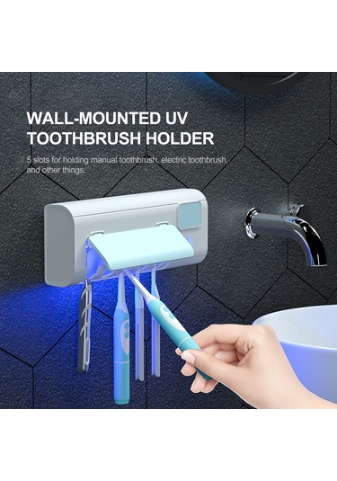 Geeksen Uv Diş Fırçası Dezenfektörü - Akıllı Duvara Monte Banyo Organizatörü, Zamanlayıcı Ve Usb Şarj, Bayan/bebek/aile Pembe