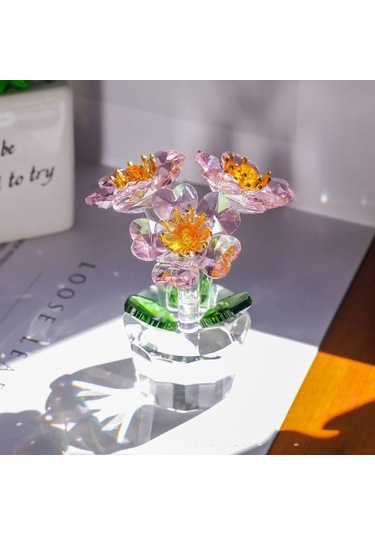 Şeffaf Taban Mini Cam Çiçek Heykeli Süsü Yapay Çiçek Figürin Yıl Dönümü Style 10