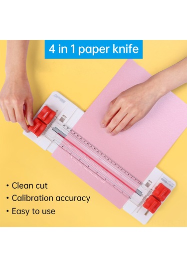 Lemestar 13045 Modeli 4'lü Kâğıt Kesici - Düz/dalgalı/noktalı Çizgi Ve Katlama Özelliği, 23cm Kesim Genişliği, 6 Kat Kâğıt Kesebilme, Beyaz