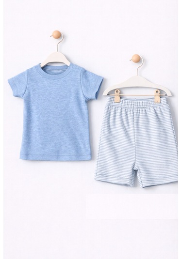 For My Baby Basic Bebek Şortlu Takım Mavi1