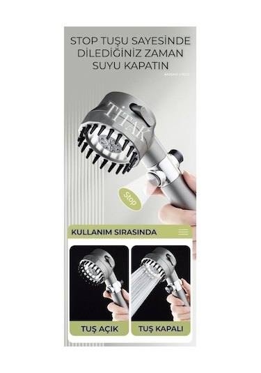 Sardıcı Yeni Nesil Masajlı Filtreli Stop Tuşlu 3 Fonksiyonlu Su Tasarruf