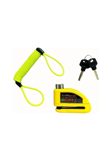 Sarı 110 Desibel Motosiklet Alarm Disk Fren Kilidi, Bisiklet Ve Elektrikli Scooter Kilit