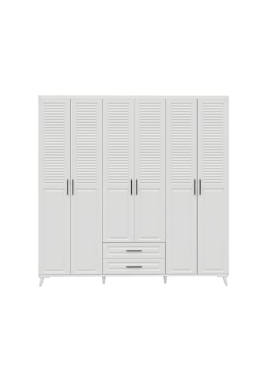 GuneyStore Sanat 6 Kapaklı Komple MDF Beyaz Gardırop