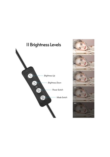 Pazly 4 Led Yüzük Işığı 3200k-6500k 11 Seviye Parlaklık Usb Beslemeli Soğuk Ayaklı Klemeli Montajlı Siyah Siyah