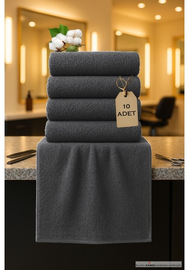 10 Adet 50x90, Sporcu Havlusu, Fitness Havlusu, Sauna Havlusu, %100 Pamuk, Toptan Havlu Gri