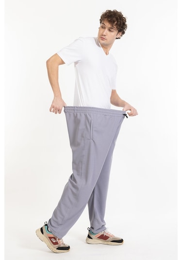 Büyük Beden Erkek Eşofman Altı Cepli Fermuarlı Blr-08- Gri