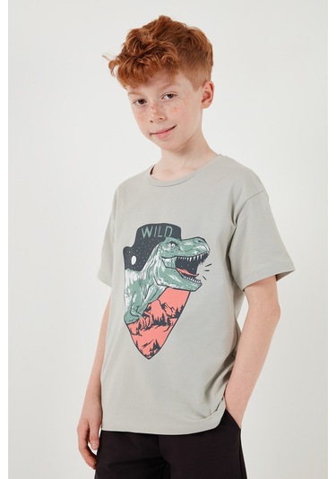 Lela Pamuklu Regular Fit Bisiklet Yaka Şortlu Alt-Üst Erkek Çocuk Takım 6212018 Gri