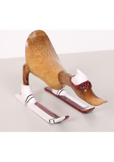 Kayakçı Ördek El Oyması Teak Gövde 30x20x12 Cm