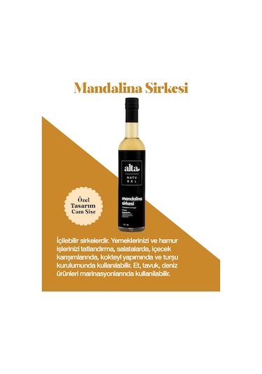 Alta Naturel Doğal Fermente Mandalina Sirkesi 250 ML