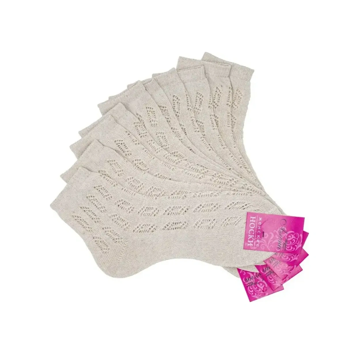 Alena Keten Ajurlu Çorap Seti 5 Çift 55462770 Açık Pembe