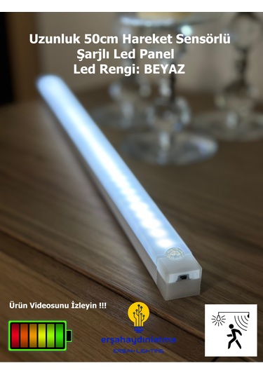 Hareket Sensörlü Led Işık 50 Cm Beyaz Renk