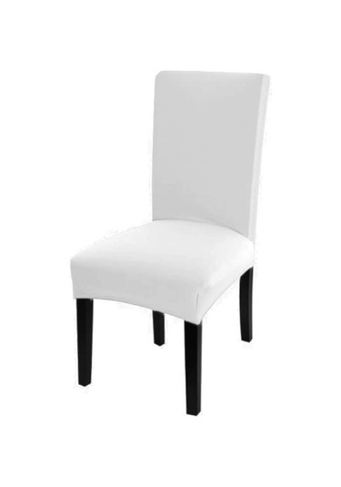 Jms Beyaz Katı Renk Sandalye Kapak Spandex Streç