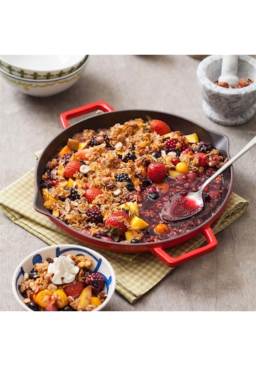 Lava Döküm Yuvarlak Kızartma Tavası Çift Kulplu 30cm