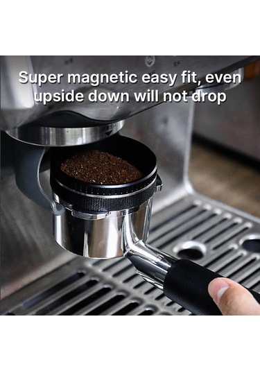 Wezone Kahve Tozu Tutucu Halka, Alüminyum Anti-kaçak, 6 Magnetlı Tutma, 58mm Siyah, Dirençli, Delonghi/breville Uyumlu, Diamant Dokulu Siyah