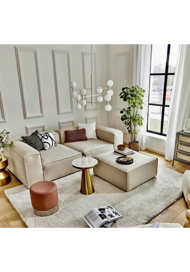 Mode Soft Köşe Koltuk Takımı 3 Modül 2 Köşe 1 Puf Kırık Beyaz