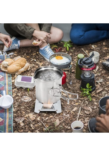 Ön Camlı Cep Alkol Sobası, Açık Kamp Yürüyüş Sırt Çantasıyla,y16434 Gri