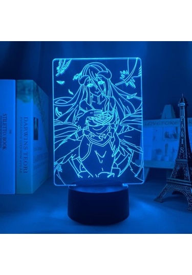 Goldenqian Anime Led Işık Derebeyi Albedo Yatak Odası Dekoru Için Gece Lambası Manga Doğum Günü Hediyesi Odası 3d Gece Lambası Derebeyi 7s051k Siyah