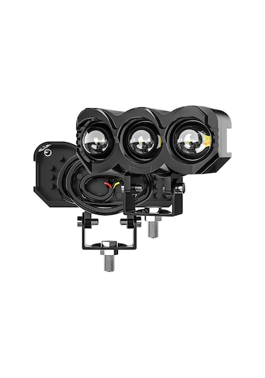 Motosiklet Sis Farı Metal Kasa Lazer Led Beyaz Sarı Çift Renk