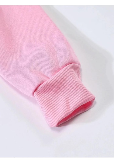 Unisex Oversize Bisiklet Yaka Basic Düz Sweatshirt - Pembe