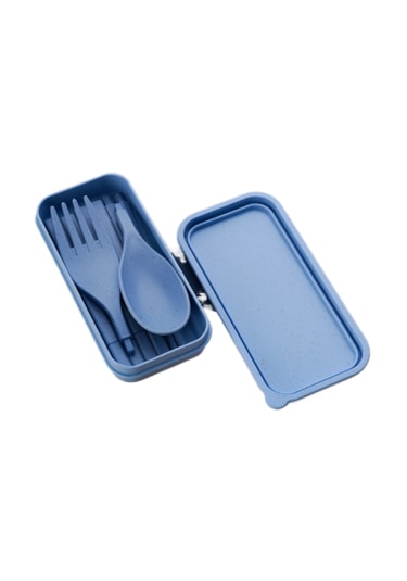 Çocuk Taşınabilir Sofra Takımı Üç Parçalı Set-mavi Mavi