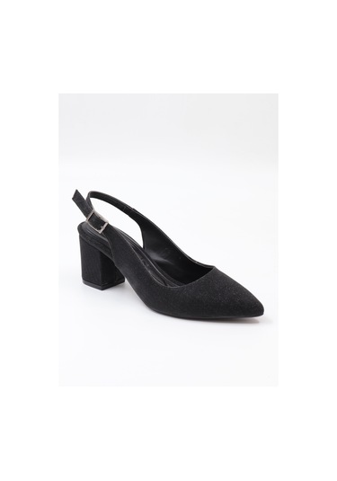 Nesilshoes Nesil Shoes Özma 7004-1 Siyah Simli Kadın Sandalet