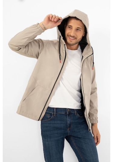 Erkek Taş İçi Astarlı Kanguru Cepli Su Ve Rüzgar Geçirmez Kapüşonlu Cepli Yağmurluk Taş