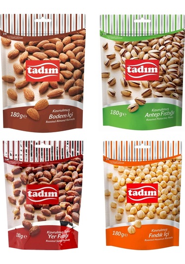 Tadım Badem + Antep Fıstığı + Yer Fıstığı + Fındık İçi 4 x 180 G
