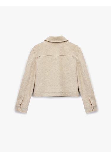 Koton Cepli Uzun Kollu Fermuarlı Crop Kaşe Mont Vizon 6wak20184ew VIZON