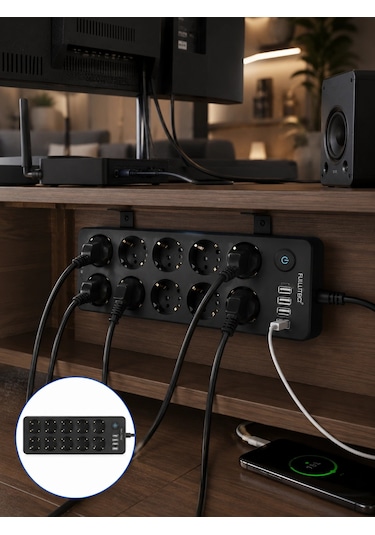 10'lu Çoklu Priz Usb Ve Type-c Şarj Girişli Akım Korumalı Grup Priz Diğer