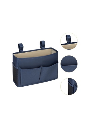 Trendooze Dergi İçin Hafif Lacivert Başucu Caddy Asılı Yatak Düzenleyici Lacivert