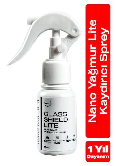Nasiol Glasshield Lite Nano Yağmur Kaydırıcı Cam Yüzey Seramik Kaplama Spreyi 1 Yıl Dayanım 50 ML