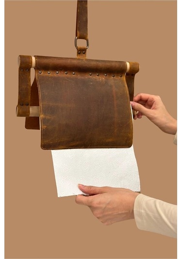 Deri Havlu Peçetelik Koyu Kahverengi