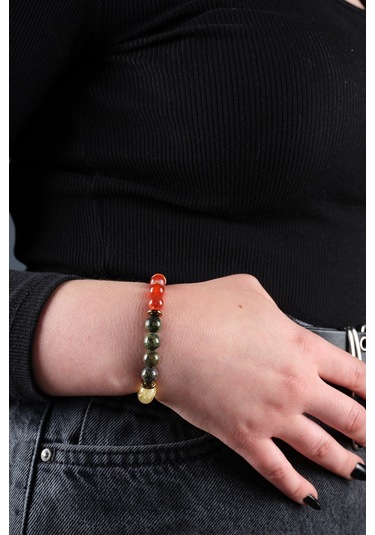 Ssilhoutte Doğaltaş Sertifikalı Koç Burcu Doğal Taş Kadın&erkek Bileklik Sitrin,jasper,ametist,kantaşı,akuamarin,akik Çok Renkli