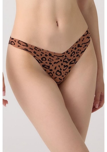 Basic Desenli Lazer Kesim Kadın Tanga Külot 6'lı Paket Renkli-1 Çok Renkli