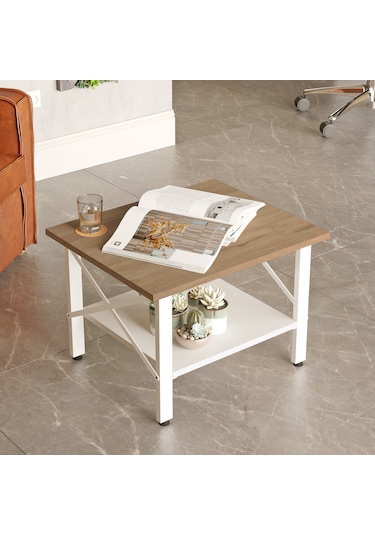 Robin Home Oslo Orta Sehpa Ofis Sehpa Beyaz Metal Ayak