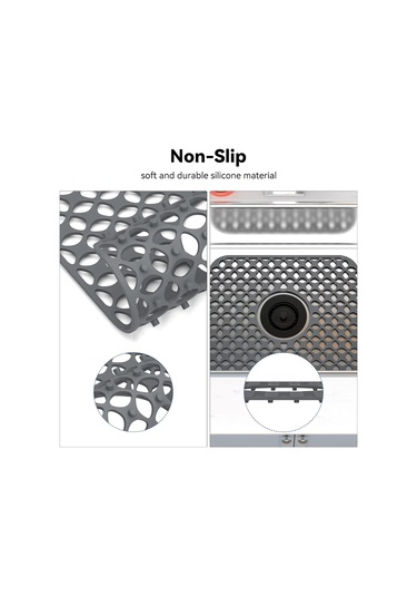 Ximistore9 2 Adet Silikon Lavabo Koruyucu: Kaymazsız Isı Dayanıklı, Çelik/seramik Lavabolar İçin Katlanabilir Süzgeç Matı Gri