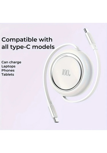 Elmpaly Mor Profesyonel 100w Type-c Şarj Kablosu - Kompakt Taşınabilir Üç Renk Seçeneği